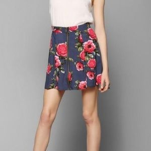 Pins and Needles Navy and Rose Floral Mini Skirt